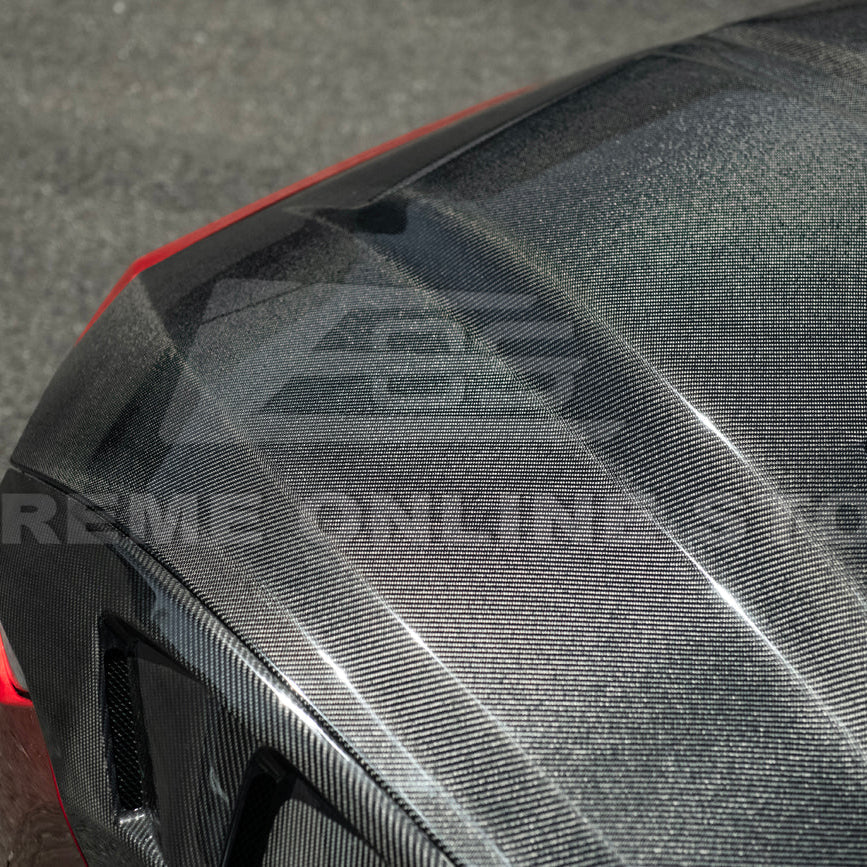 2024-Up Ford Mustang Super Snake Style CARBON FIBER Front Bumper Hood Vented Cover image 14