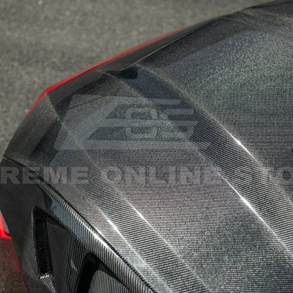 2024-Up Ford Mustang Super Snake Style CARBON FIBER Front Bumper Hood Vented Cover image 14
