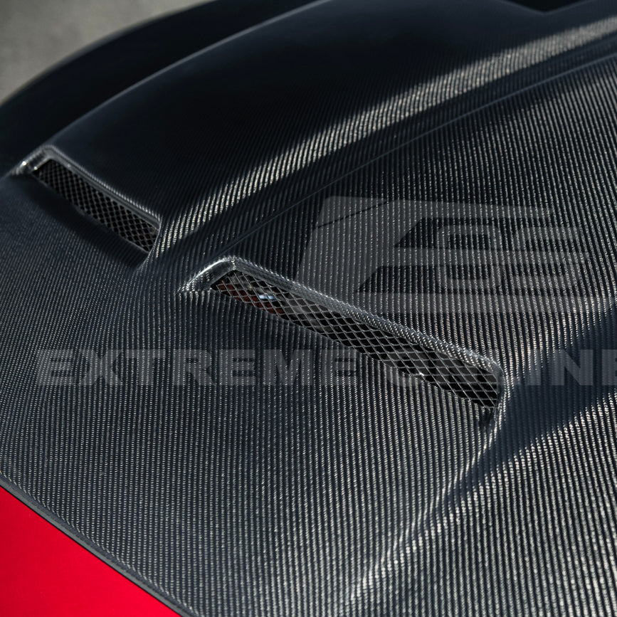 2024-Up Ford Mustang Super Snake Style CARBON FIBER Front Bumper Hood Vented Cover image 15