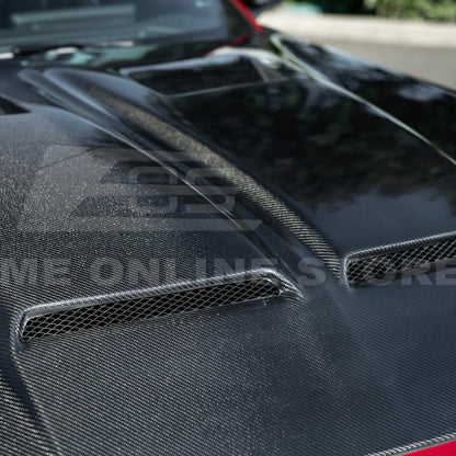2024-Up Ford Mustang Super Snake Style CARBON FIBER Front Bumper Hood Vented Cover image 16