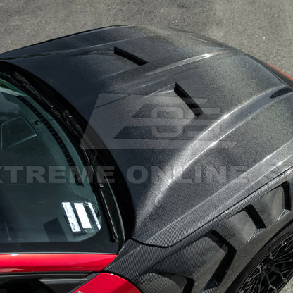 2024-Up Ford Mustang Super Snake Style CARBON FIBER Front Bumper Hood Vented Cover image 11