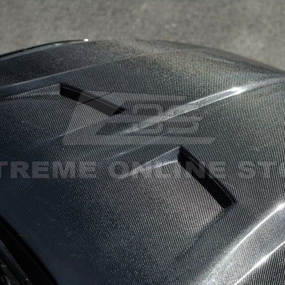 2024-Up Ford Mustang Super Snake Style CARBON FIBER Front Bumper Hood Vented Cover image 12