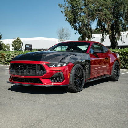 2024-Up Ford Mustang Super Snake Style CARBON FIBER Front Bumper Hood Vented Cover image 4