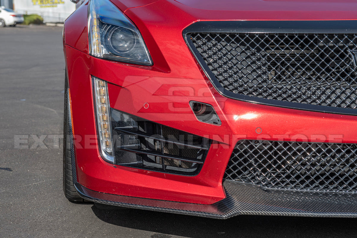 2016-19 Cadillac CTS-V Dry Carbon Fiber Front Splitter Side Wheel Arch image 3