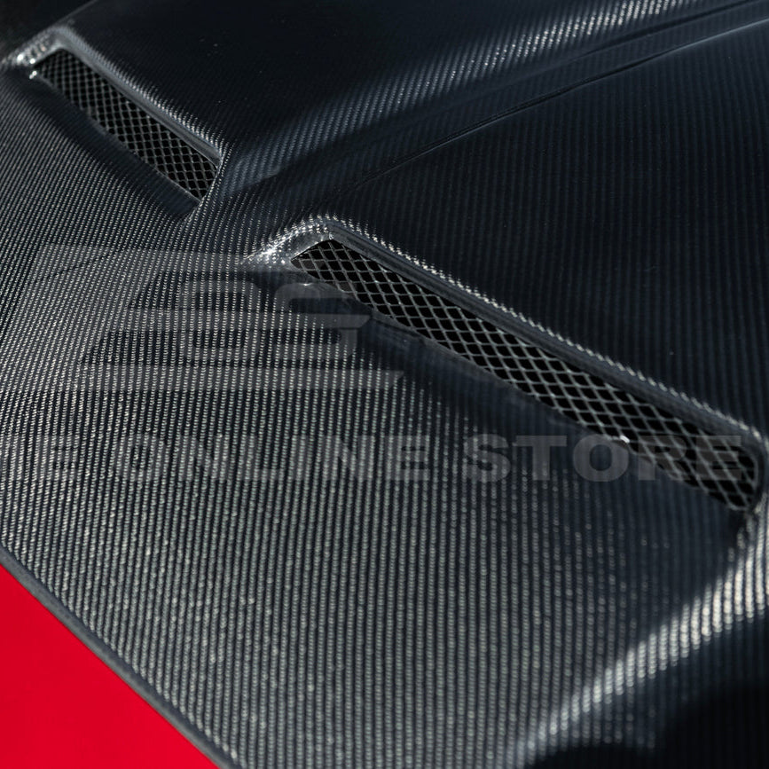 2024-Up Ford Mustang Super Snake Style CARBON FIBER Front Bumper Hood Vented Cover image 18