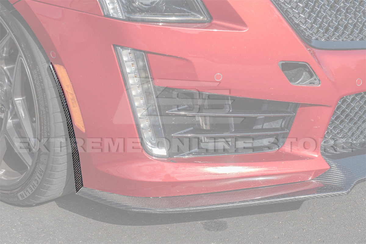 2016-19 Cadillac CTS-V Dry Carbon Fiber Front Splitter Side Wheel Arch image 7
