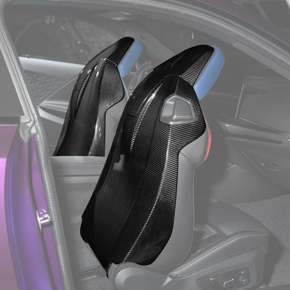 BMW G87 G82 M2 M4 Dry CARBON FIBER Tape-On Full Seat Back Cover Pair image 3