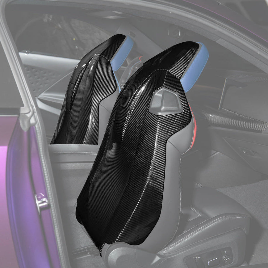BMW G87 G82 M2 M4 Dry CARBON FIBER Tape-On Full Seat Back Cover Pair image 1