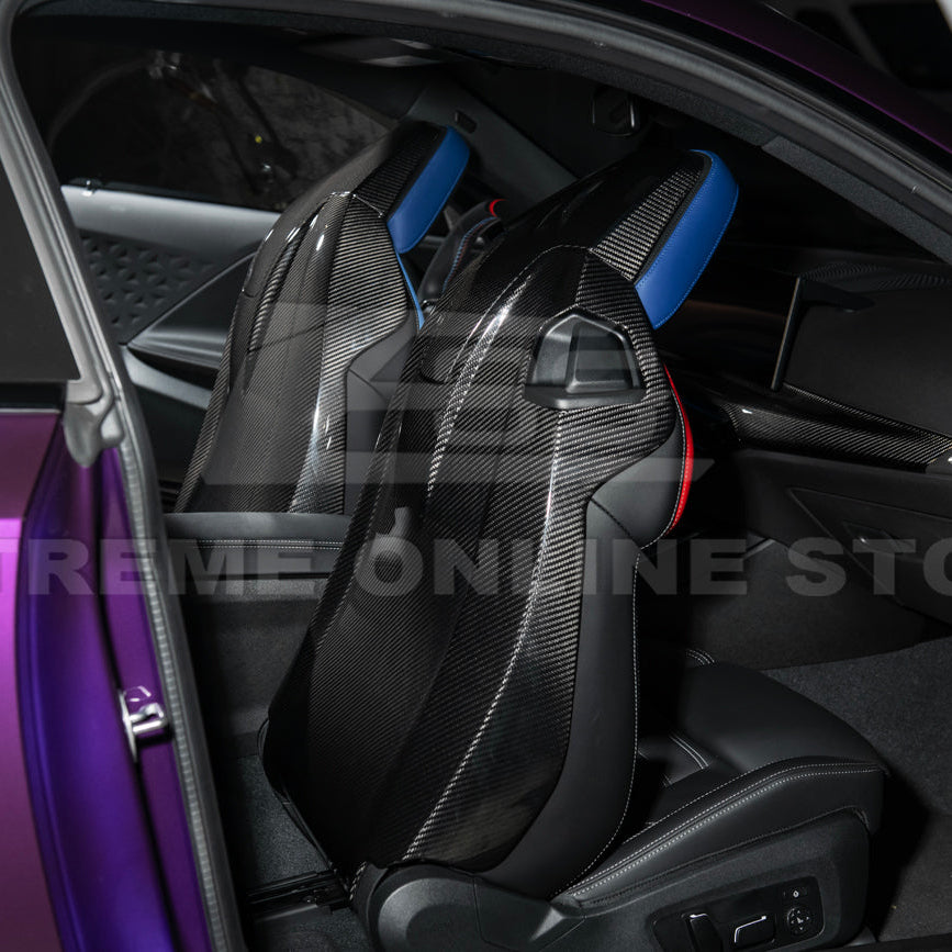 BMW G87 G82 M2 M4 Dry CARBON FIBER Tape-On Full Seat Back Cover Pair image 5