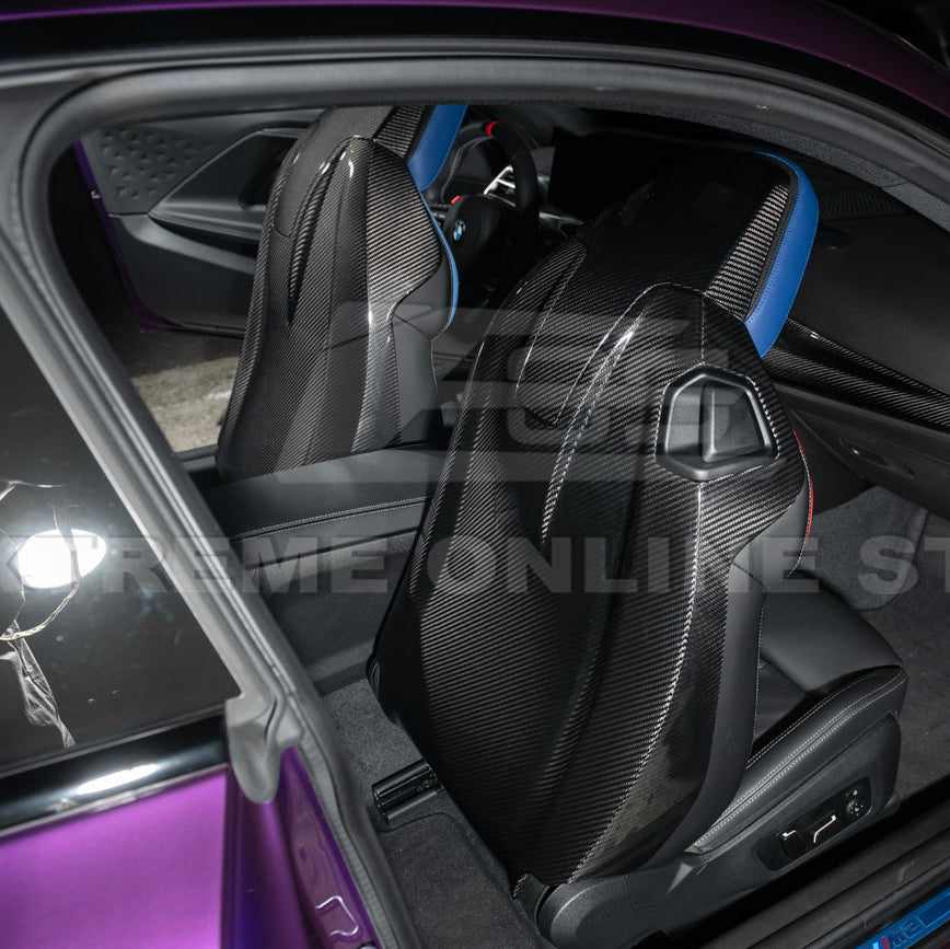 BMW G87 G80 G82 M2 M3 M4 S58 | Dry CARBON FIBER Tape-On Headrest Cover Pair image 6