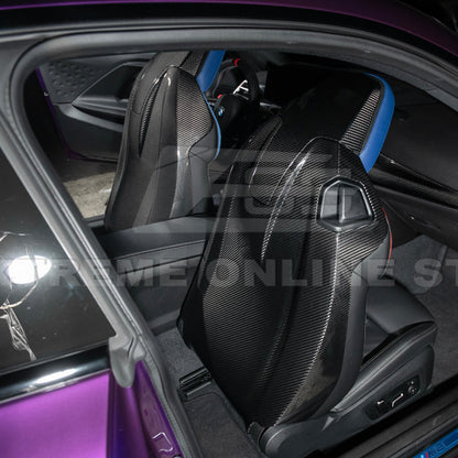 BMW G87 G80 G82 M2 M3 M4 S58 | Dry CARBON FIBER Tape-On Headrest Cover Pair image 6