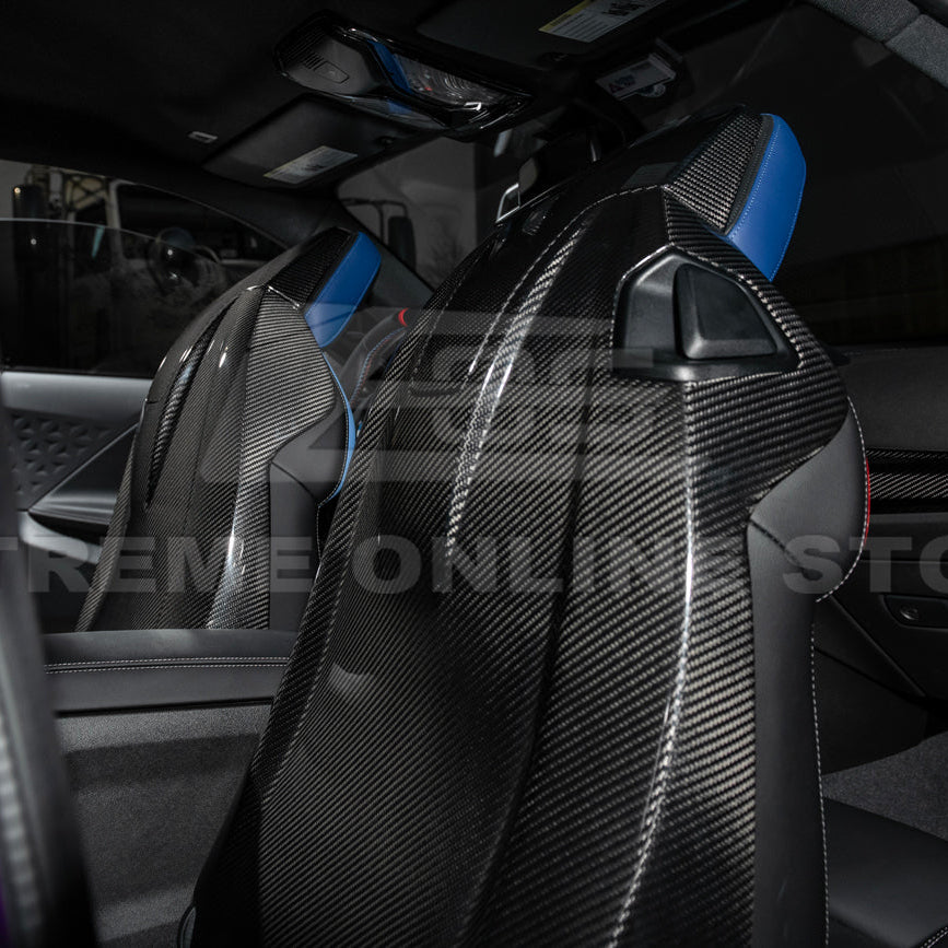 BMW G87 G82 M2 M4 Dry CARBON FIBER Tape-On Full Seat Back Cover Pair image 6