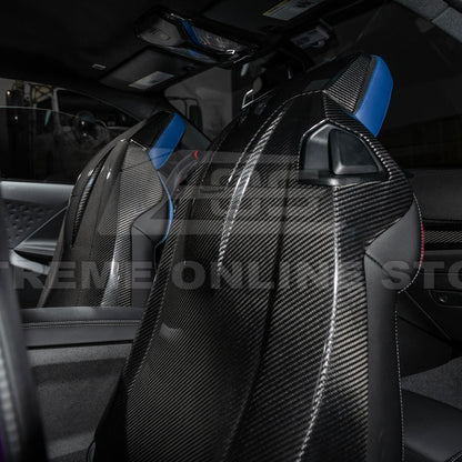 BMW G87 G82 M2 M4 Dry CARBON FIBER Tape-On Full Seat Back Cover Pair image 6