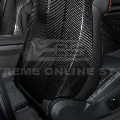 BMW G87 G82 M2 M4 Dry CARBON FIBER Tape-On Full Seat Back Cover Pair image 7