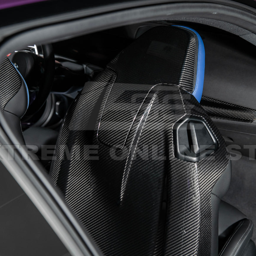 BMW G87 G80 G82 M2 M3 M4 S58 | Dry CARBON FIBER Tape-On Headrest Cover Pair image 7