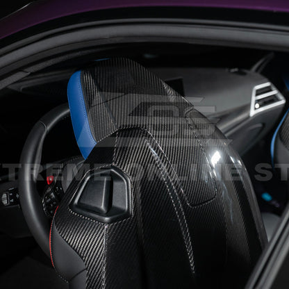 BMW G87 G80 G82 M2 M3 M4 S58 | Dry CARBON FIBER Tape-On Headrest Cover Pair image 8