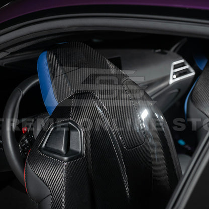 BMW G87 G82 M2 M4 Dry CARBON FIBER Tape-On Full Seat Back Cover Pair image 9
