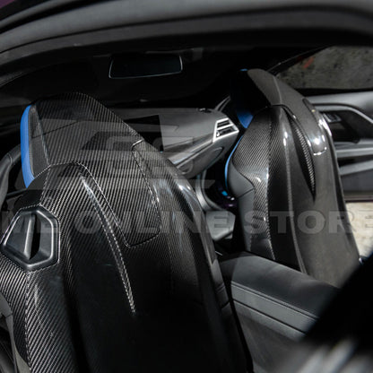 BMW G87 G82 M2 M4 Dry CARBON FIBER Tape-On Full Seat Back Cover Pair image 10