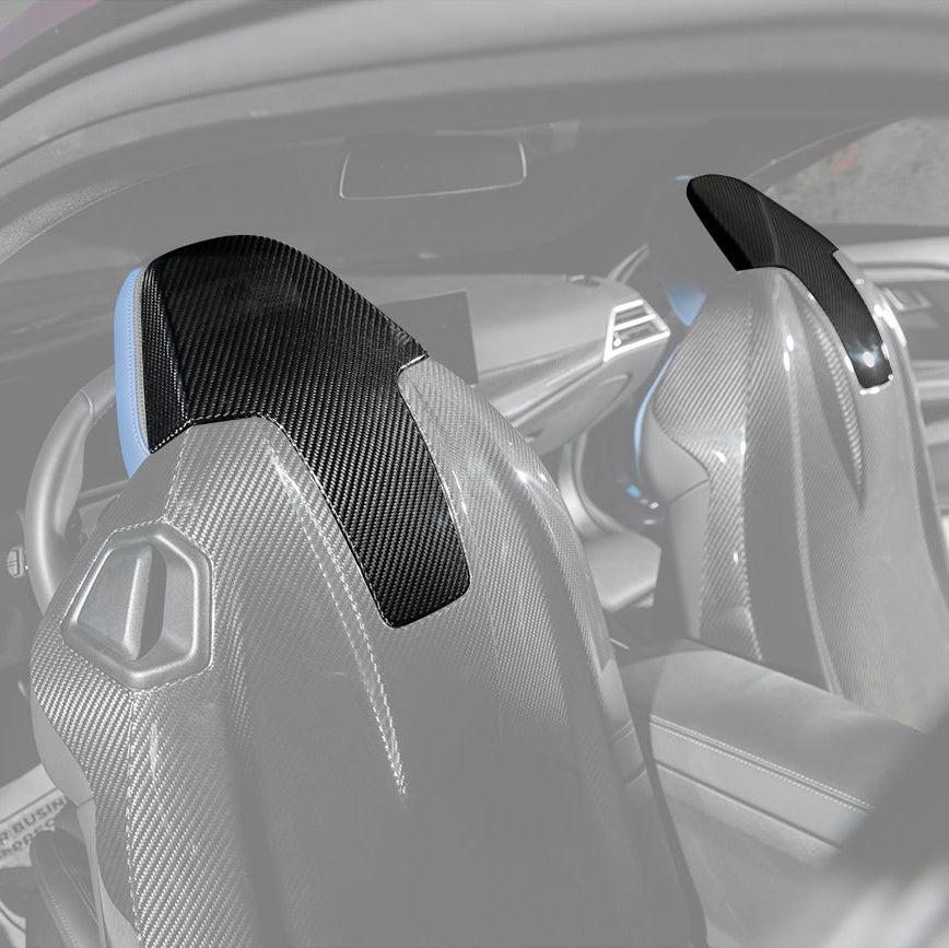 BMW G87 G80 G82 M2 M3 M4 S58 | Dry CARBON FIBER Tape-On Headrest Cover Pair image 3