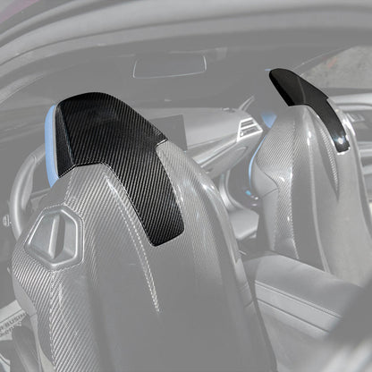 BMW G87 G80 G82 M2 M3 M4 S58 | Dry CARBON FIBER Tape-On Headrest Cover Pair image 3