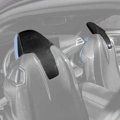BMW G87 G80 G82 M2 M3 M4 S58 | Dry CARBON FIBER Tape-On Headrest Cover Pair image 1