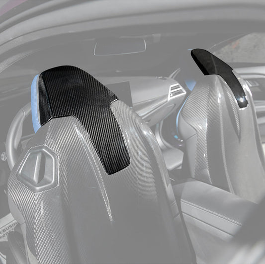 BMW G87 G80 G82 M2 M3 M4 S58 | Dry CARBON FIBER Tape-On Headrest Cover Pair image 1