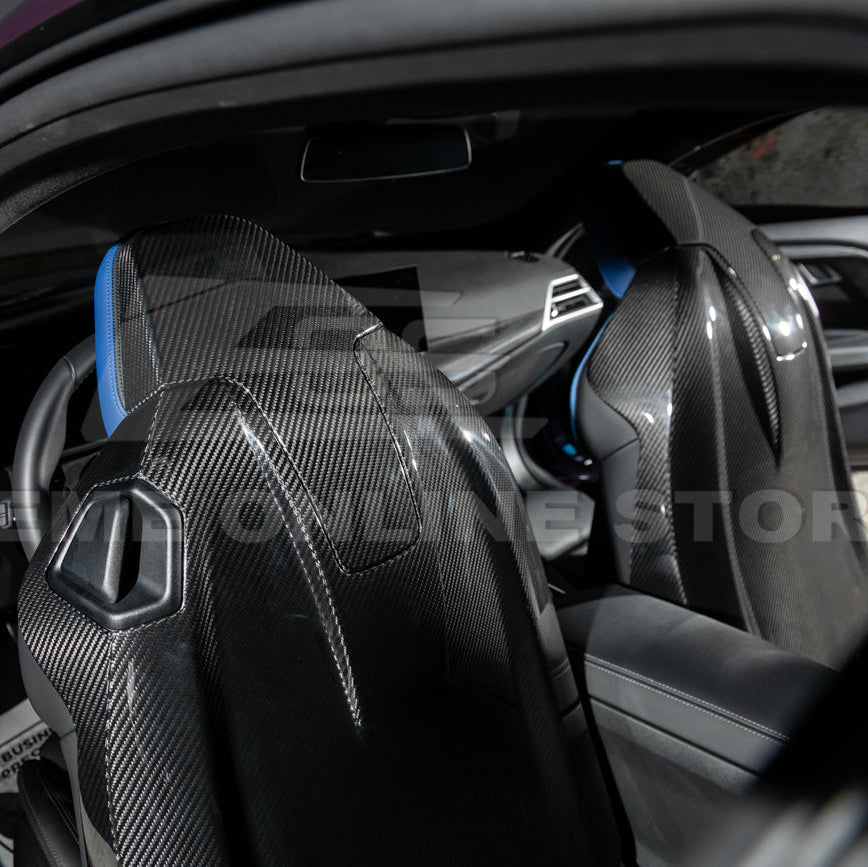 BMW G87 G80 G82 M2 M3 M4 S58 | Dry CARBON FIBER Tape-On Headrest Cover Pair image 9