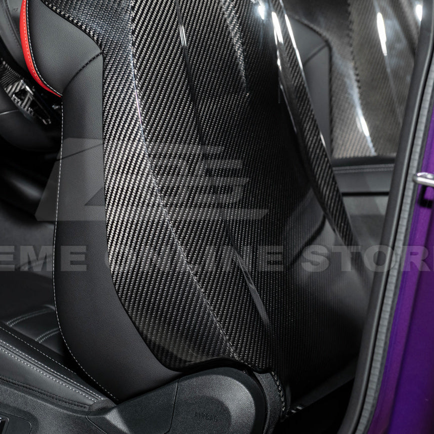 BMW G87 G82 M2 M4 Dry CARBON FIBER Tape-On Full Seat Back Cover Pair image 11