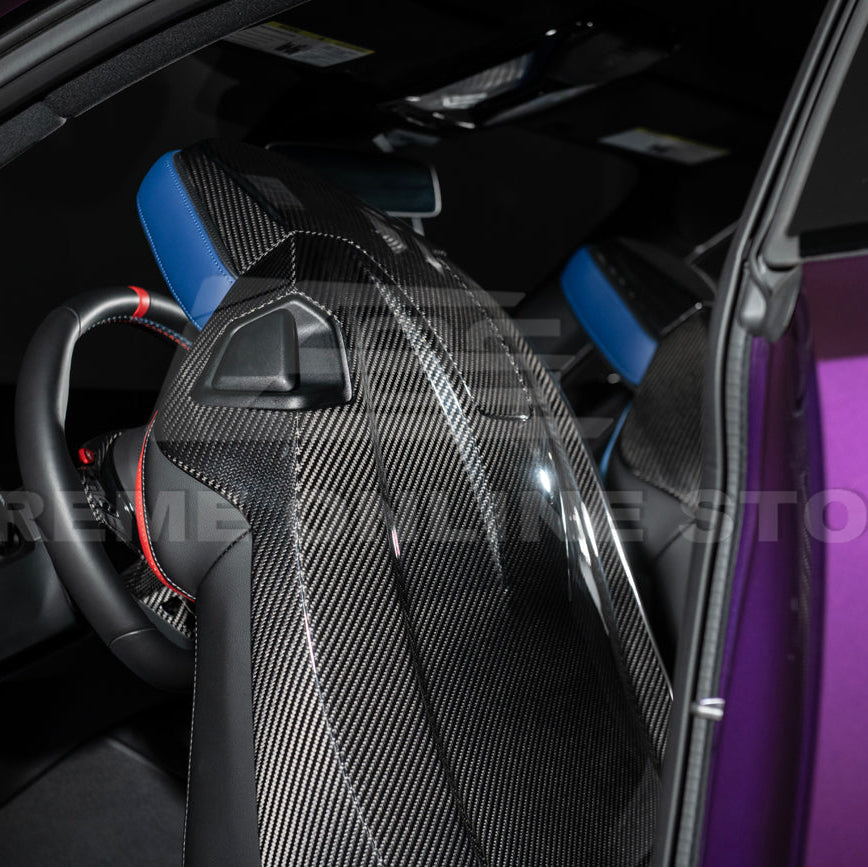 BMW G87 G82 M2 M4 Dry CARBON FIBER Tape-On Full Seat Back Cover Pair image 12