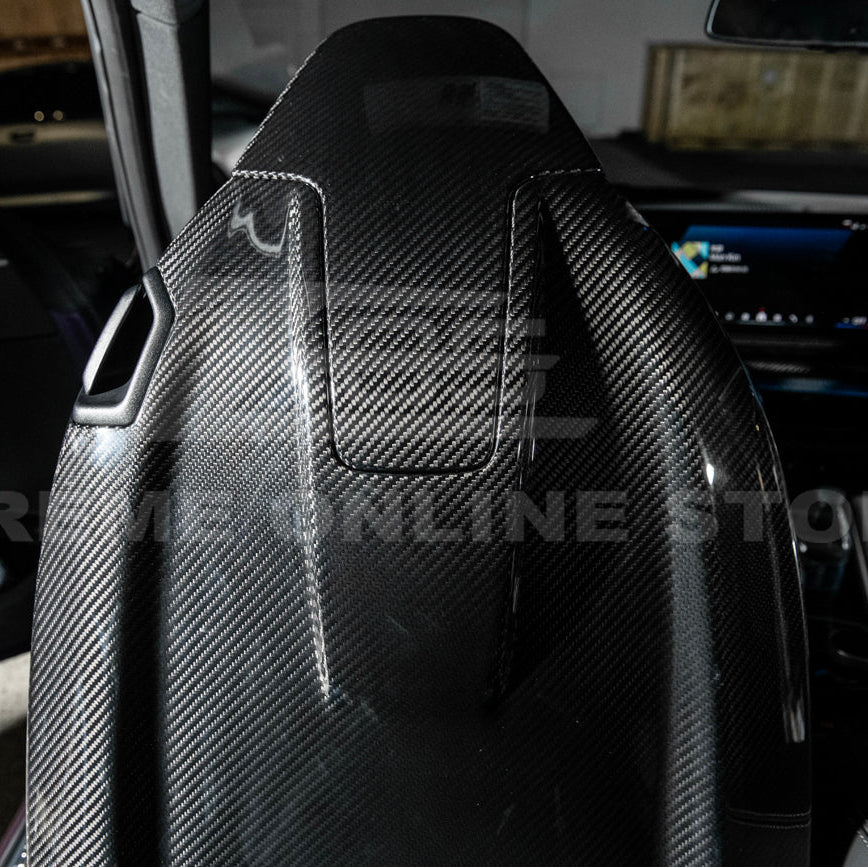 BMW G87 G82 M2 M4 Dry CARBON FIBER Tape-On Full Seat Back Cover Pair image 13