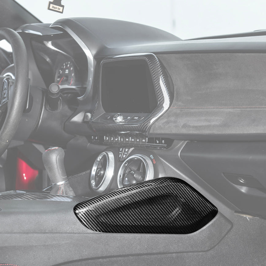 2019-24 Camaro Dry Carbon Fiber Front Side Knee Pad Panel Cover Pair image 2