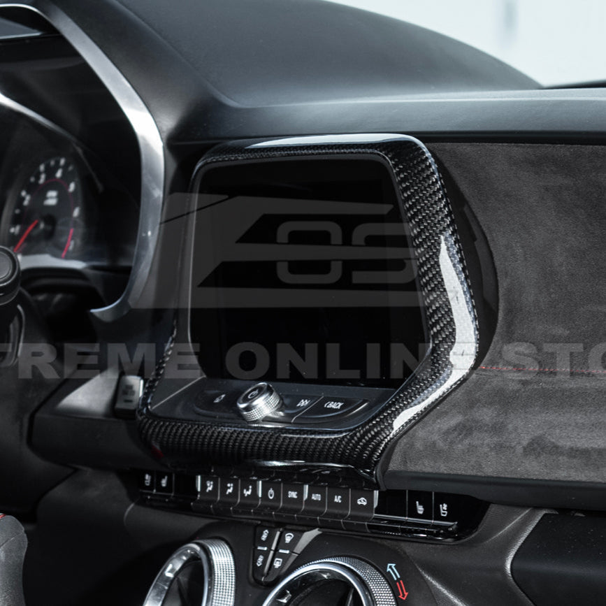 2019-24 Camaro Dash Radio Dry Carbon Fiber Trim Cover image 3