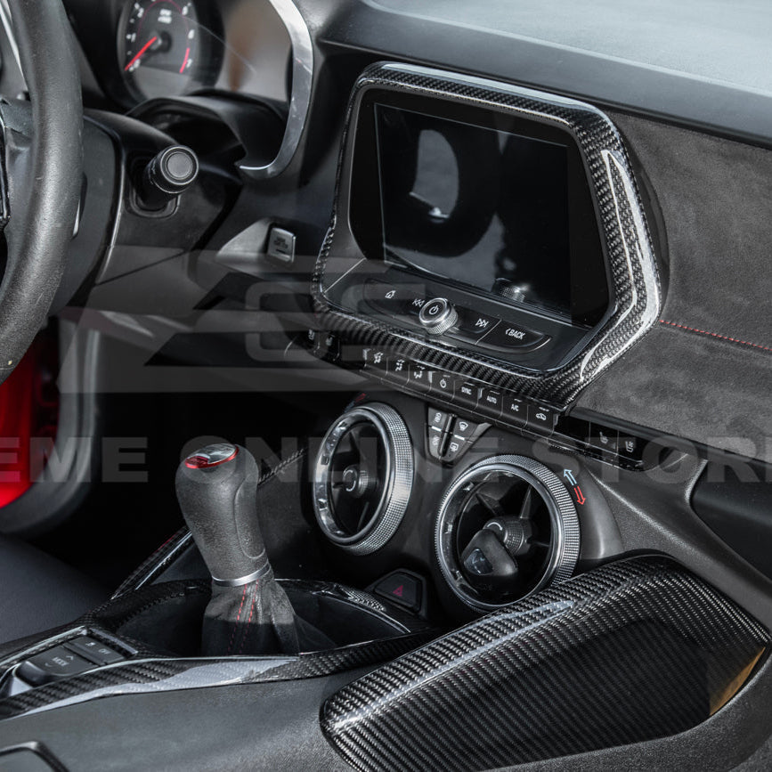 2019-24 Camaro Dash Radio Dry Carbon Fiber Trim Cover image 4