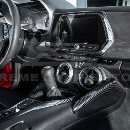 2019-24 Camaro Dash Radio Dry Carbon Fiber Trim Cover image 6