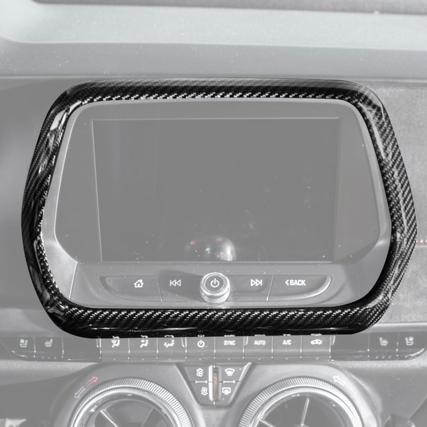 2019-24 Camaro Dash Radio Dry Carbon Fiber Trim Cover image 2