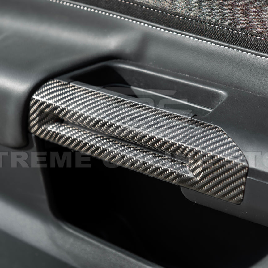 2015-Up Ford Mustang DRY CARBON FIBER Side Door Armrest Panel Trim Cover image 3