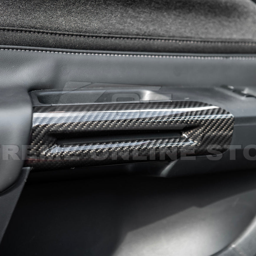 2015-Up Ford Mustang DRY CARBON FIBER Side Door Armrest Panel Trim Cover image 4
