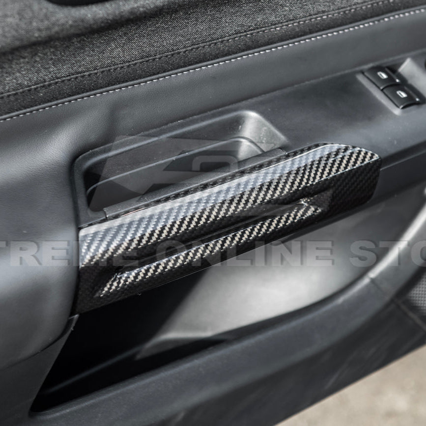 2015-Up Ford Mustang DRY CARBON FIBER Side Door Armrest Panel Trim Cover image 5