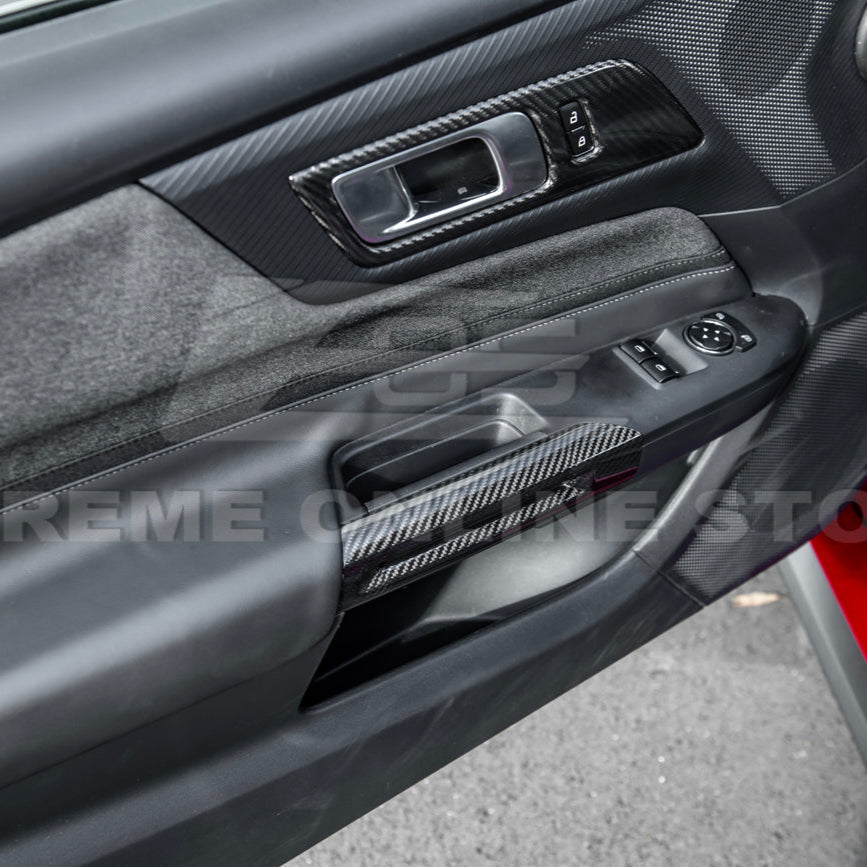 2015-Up Ford Mustang DRY CARBON FIBER Side Door Armrest Panel Trim Cover image 6