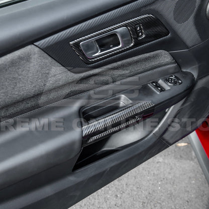 2015-Up Ford Mustang DRY CARBON FIBER Side Door Armrest Panel Trim Cover image 6