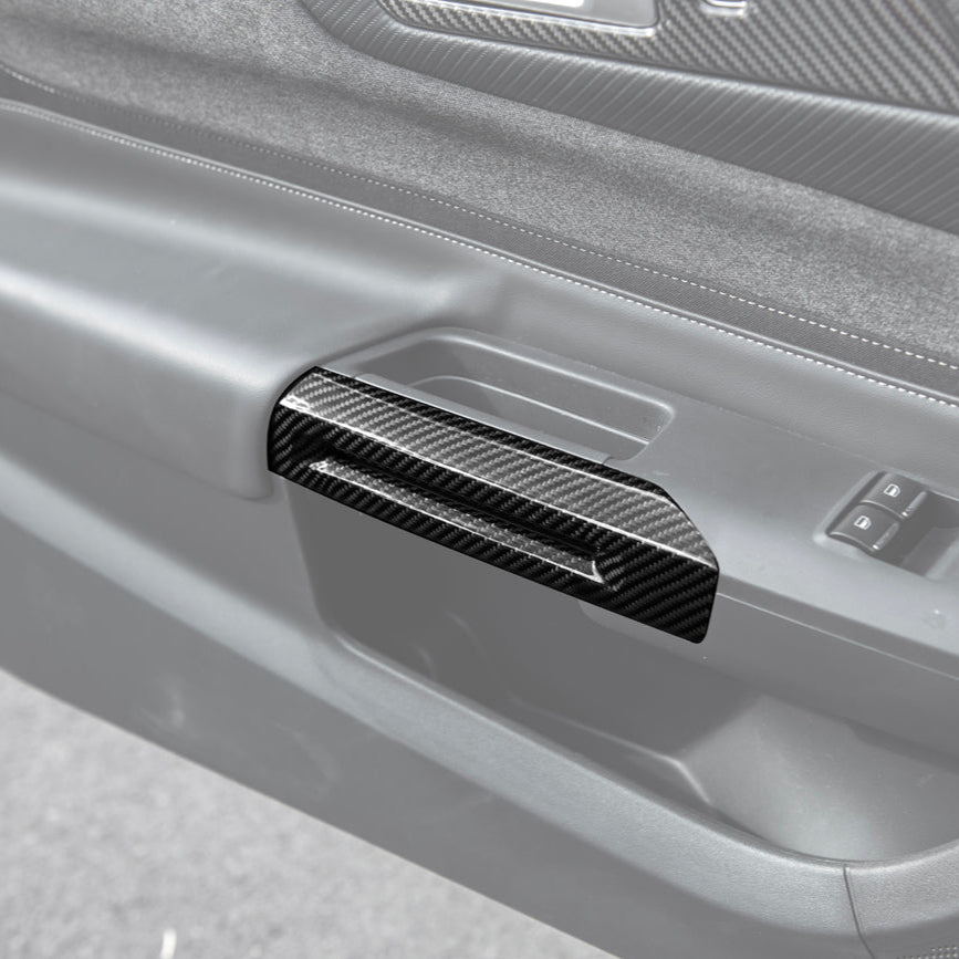 2015-Up Ford Mustang DRY CARBON FIBER Side Door Armrest Panel Trim Cover image 2