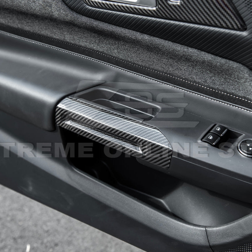 2015-Up Ford Mustang DRY CARBON FIBER Side Door Armrest Panel Trim Cover image 7