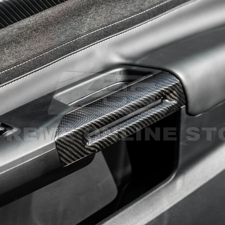 2015-Up Ford Mustang DRY CARBON FIBER Side Door Armrest Panel Trim Cover image 9