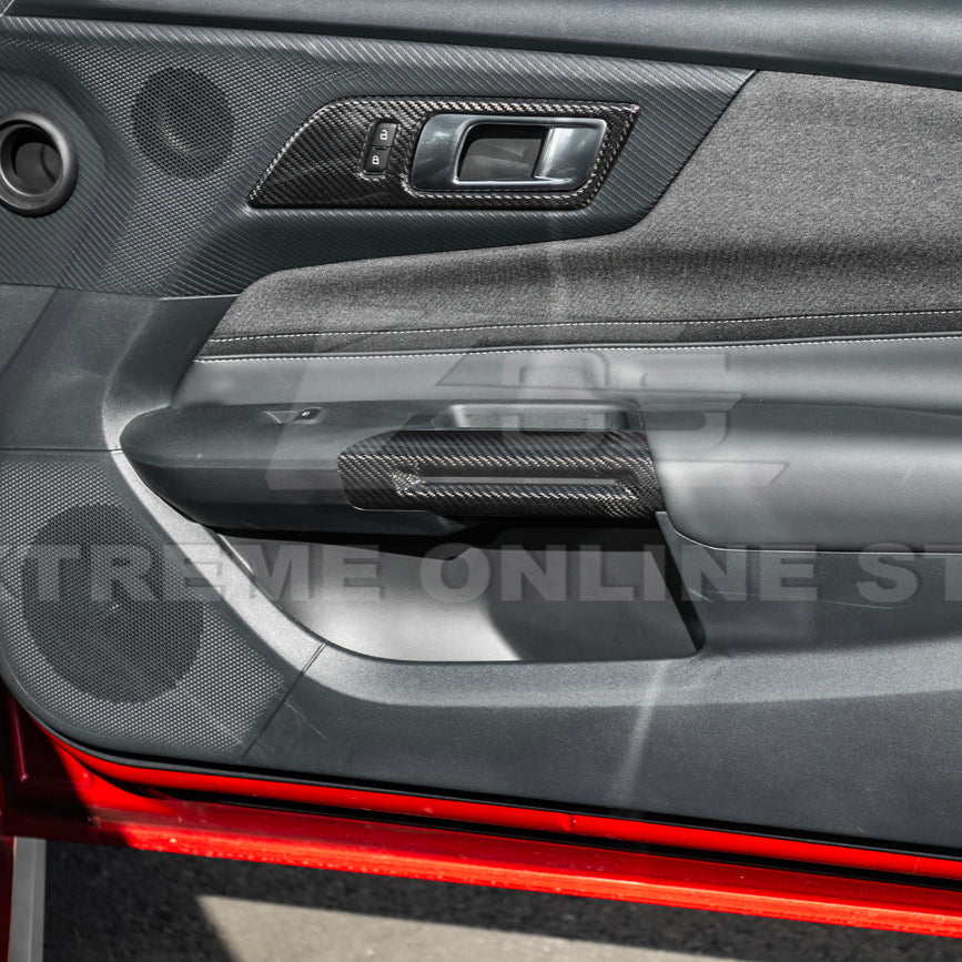 2015-Up Ford Mustang DRY CARBON FIBER Side Door Armrest Panel Trim Cover image 10