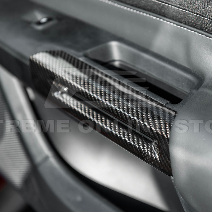 2015-Up Ford Mustang DRY CARBON FIBER Side Door Armrest Panel Trim Cover image 11