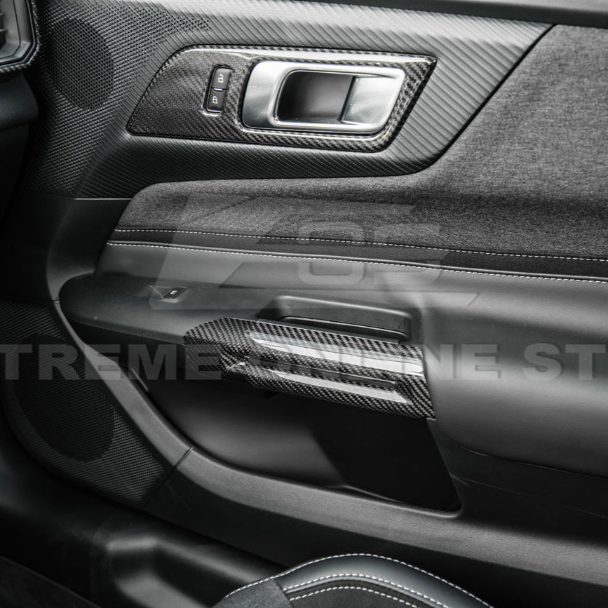 2015-Up Ford Mustang DRY CARBON FIBER Side Door Armrest Panel Trim Cover image 13