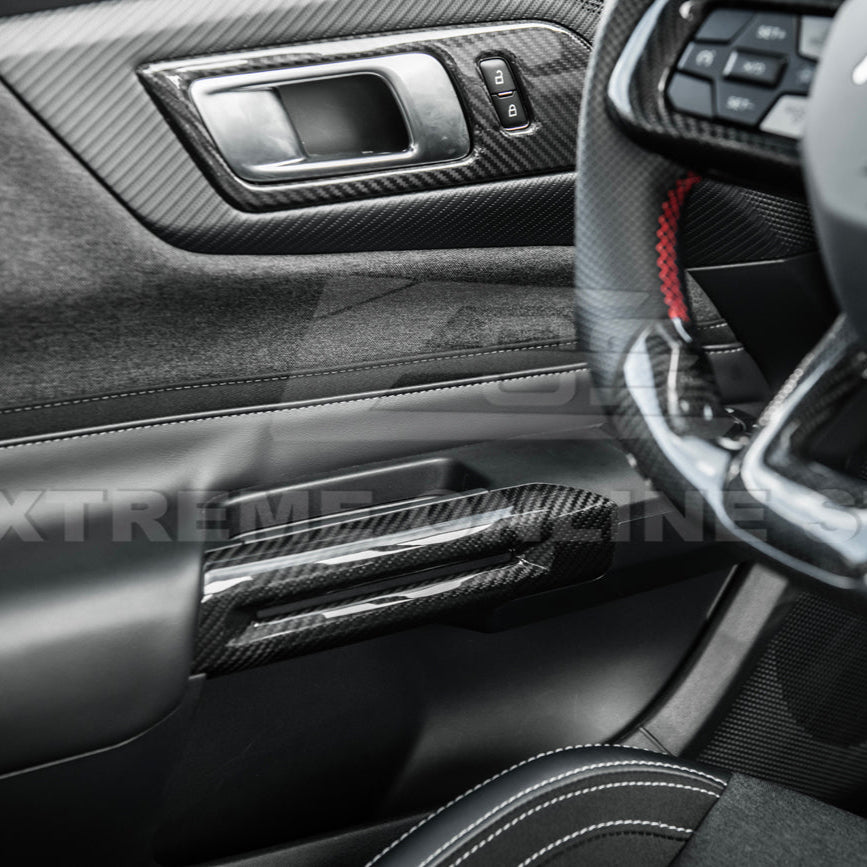 2015-Up Ford Mustang DRY CARBON FIBER Side Door Armrest Panel Trim Cover image 12