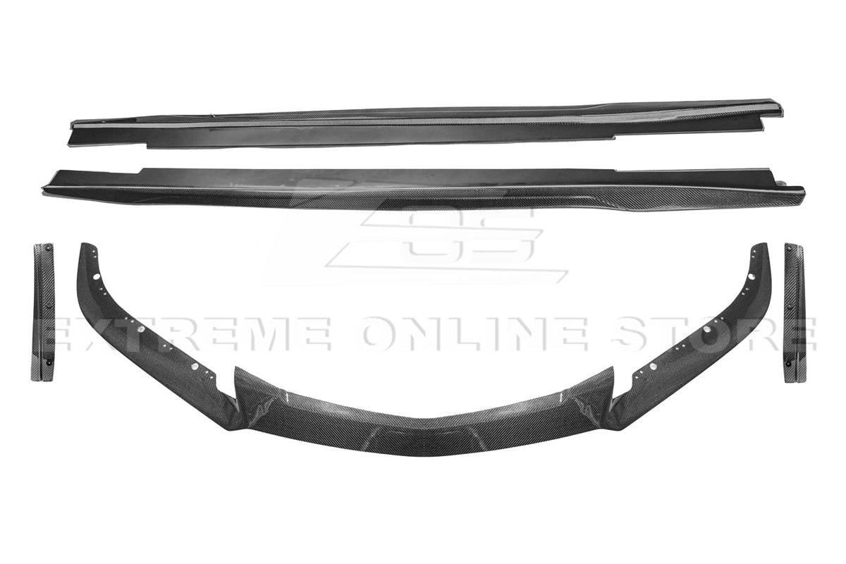 2016-19 Cadillac CTS-V Carbon Fiber Front Splitter Wheel Arch& Side Skirts Rockerst image 27