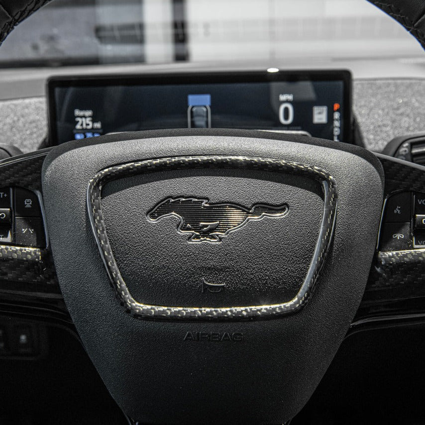2021+ Mustang Mach-E DRY Carbon Fiber Steering Wheel Trim image 2