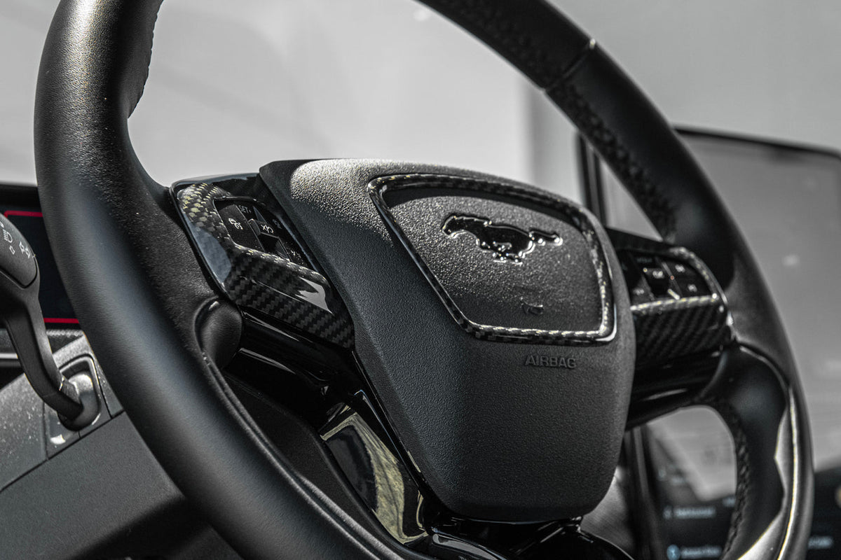 2021+ Mustang Mach-E DRY Carbon Fiber Steering Wheel Trim image 6